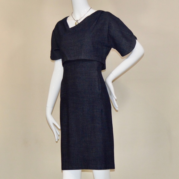 Dark Grey Danuta Virgin Wool Pencil Dress by BOSS Hugo Boss ๐ Size: 4 (Small) | - Picture 6 of 13